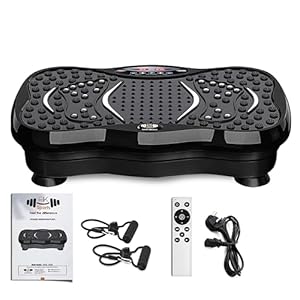 FK Sports Vibration Plate Exercise Machine, Vibration Fitness Trainer with Bluetooth Speaker, Remote, 99 Intensity Levels, 5 Programs, 2 Resistance Bands Speed Adjustable For Whole Body Workout