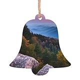 Canadian Smokey Mountain Cliff Print Wood Decor,Christmas Tree Santa Snowman Ornaments, for Xmas Hanging Pendants for Home Party