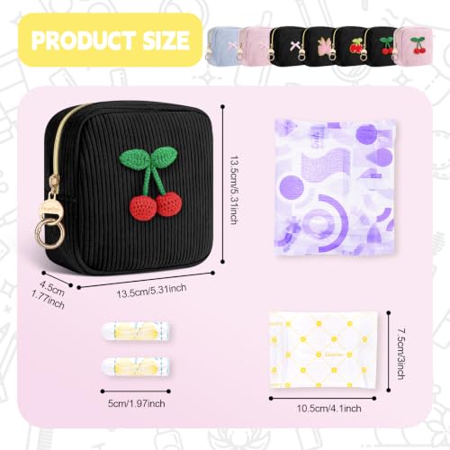 Image of Period Bag for Teen Girls, Corduroy Sanitary Napkin Storage Bag, Menstrual Pad Pouches Tampon Holder for Purse