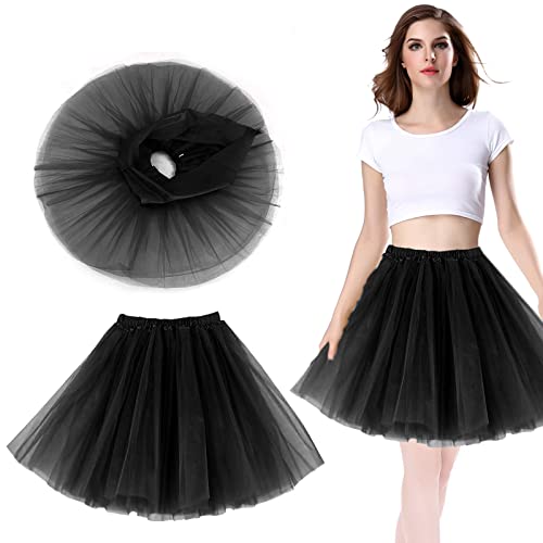 Sprinlot Jupon Tulle Femme Noir,Femmes Tutu Costume,Sparkle Ballet,Jupe Danse Classique Femme,Jupes pour Carnaval Party