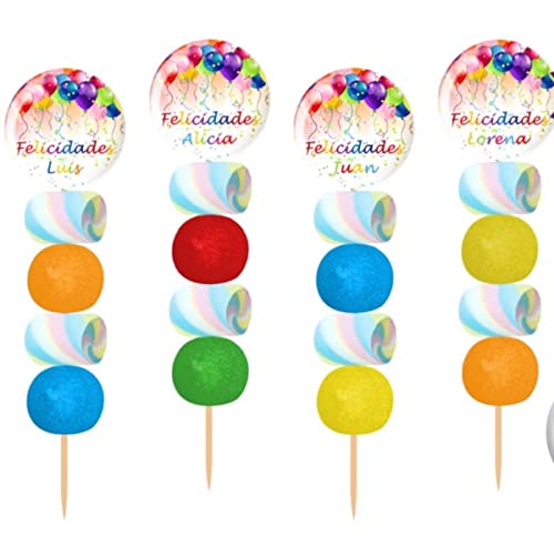 Lote de 30 Originales Brochetas de Golosinas Personalizables 'Felicidades'. Recuerdos. Detalles y Regalos para Fiestas de Cumpleaños, Bodas, Bautizos.DC.