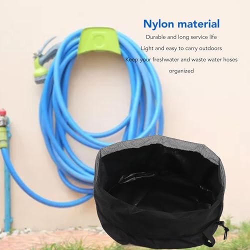 Image of Cyrank Rv Hose Storage Bag, Garden Hose Holder Storage Bag Rv Cable Storage Carry Organizer Water Hose Bag Nylon Electrical Cords Cable Storage Carry Bag （15.7 * 12.2in