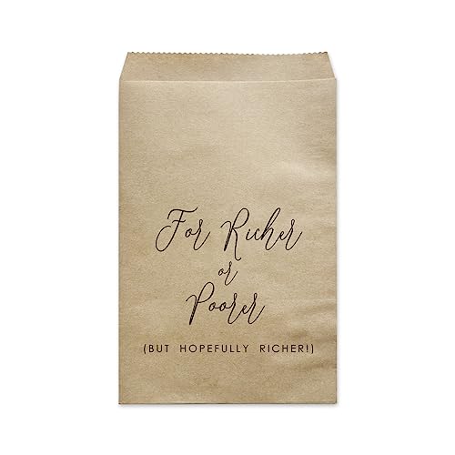 MAGJUCHE For Richer Or Poorer Wedding Party Favor Bags, 50-Pack Kraft Reception Treat Cookie Donut Bags