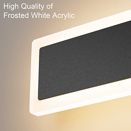 Aipsun 2 Pack Outdoor Led Wall Light,23.6 Inch Led Modern Porch & Patio Wall Sconce Black Exterior Lights Frosted White Acrylic Wall Light Suitable For Living Room,Garage,Bathroom(Warm Light 3000K) #TOP3
