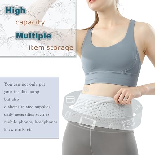 Image of 𝗔𝗞𝗜𝗭𝗨𝗞𝗜 𝗝𝗢𝗢 Insulin Pump Belt, Diabetic Waist Belt, Insulin Pump Belt for Sleeping with 4 Large Pockets - Breathable Diabetic Pump Belt | Running Waist Belt, GREY, MEDIUM