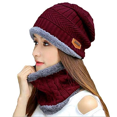 CH Snow Proof Inside Fur Wool Unisex Beanie Cap with Neck Warmer Set for Men & Women(Beanie Cap-Free Size Winter Neck Set)(CH26)-image-37