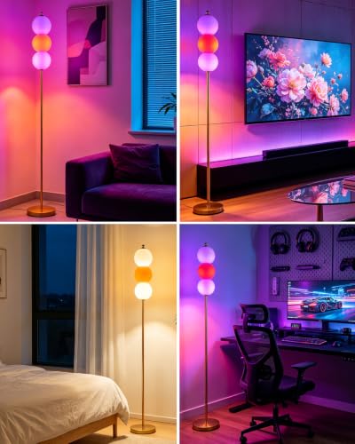 Image of Floor Lamp Dimmable Modern Standing Tall Lamp for Bedroom,Orange