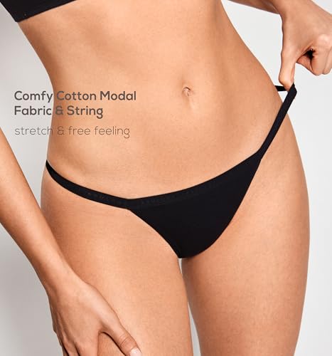 Women's Underwear Low Rise String Bikini Cotton Panties Tagless Stretch Panty 5 Pack3