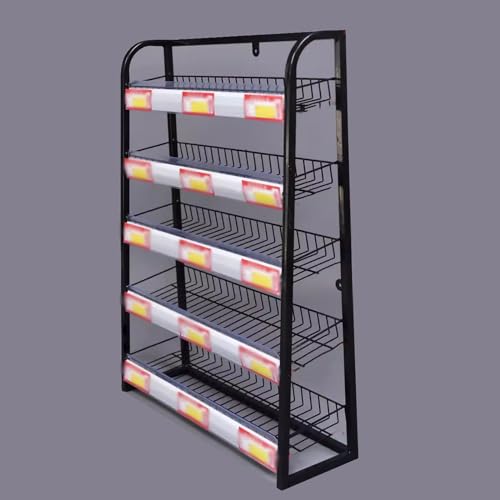 Generico Scaffale portaoggetti Mobile Indipendente - Mensola espositiva in Metallo con Porta gomme da Masticare Regolabile e Porta Snack, Organizer per Utensili con Pannello Forato per Garage, superm