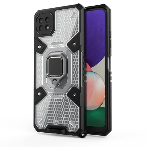 Image of Tough Armor Bumper Back Case Cover for Samsung Galaxy F42 5G | Ring Holder & Kickstand in-Built | 360 Degree Protection Back Case Cover for Samsung Galaxy F42 5G (Transparent)