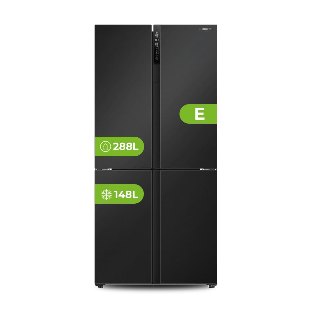 Aspes Frigorifero Dark Inox, 4 porte, A418800ENFIDDX, capacità 436 litri, No Frost, Multi Air Flow, 38 dB, porta unica direzione, apertura a mano, classe energetica E