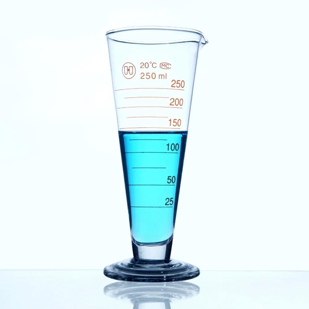 5 10 20 25 50 100 250 500 1000 ml Vaso medidor cónico de vidrio Vaso de precipitados triangular Material de vidrio for laboratorio Experimento químico graduado(25ml)