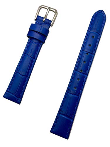 Bracelet montre 14mm cuir bleu roi crocodile femme interchangeable
