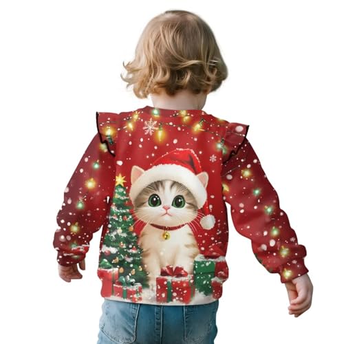 Cute Sweatshirt for Girls 1-8T Ruffle Long Sleeve Hoodie Toddler Comfy Soft Top Crew Neck Tee Shirt Fall Outfit2