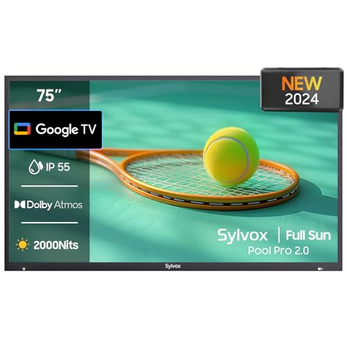 SYLVOX Outdoor TV, 75-Inch Waterproof Smart TV, 2000 nits Full Su...