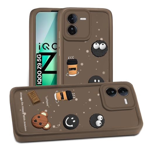 Image of AESTMO Back Case Cover for iQOO Z9 5G Cover | Cute Fun Cartoon 3D Ball | Coffee Silicone Case | Full Body Protection | Camera Protection Back Cover for iQOO Z9 5G (Brown)
