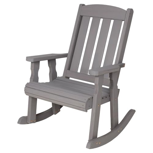 Image of Amish Casual Heavy Duty 600 Lb Mission Pressure Treated Rocking Chair (Semi-Solid Grey Stain)