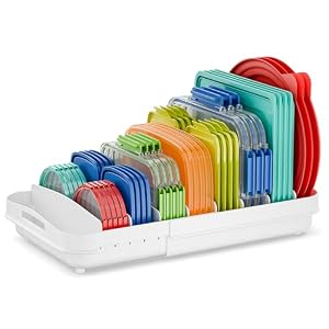 EVERIE Expandable Food Container Lid Organizer for 12-Inch Deep Cabinets