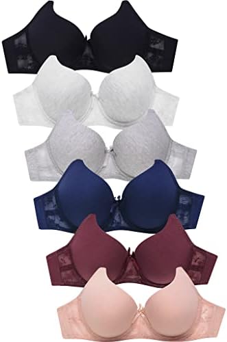 Mamia Women's Full Cup Push Up Basic Bras (Pack of 6)-36B-Ellen