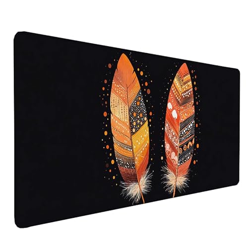 Tapis souris XXL 700x300mm plume orange avec base caoutchouc antidérapante