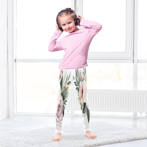 Bolaz Toddler Girls Leggings Printed Yoga Pants Leggings Pink White Flower for Kids4