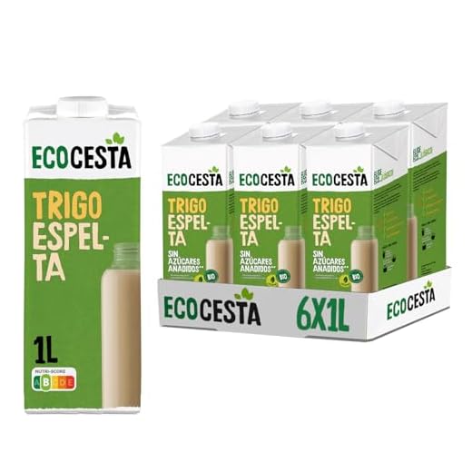 Ecocesta - Pack de 6 Unidades de 1 L de Bebida Ecológica Vegetal de Trigo Espelta - Sin Azúcar Añadido - Apto para Veganos - Ideal para Tomar Sola, con Cacao, Café, en Batidos o con Fruta y Cereales