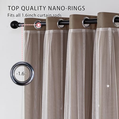 Image of XiDi Blackout Curtains for Bedroom Windows - Unicorn Pattern, 63 in x 34 in, 2 Panels, Brown
