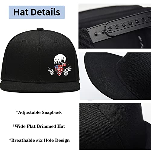 Skull Hat Snapback Hats For Men Flat Bill Hats For Men Women American Flag Skeleton Hand Black Hats Men Bone Fitted Baseball Hats Fingers Cap Adjustable Snap Back Teen Hats For Boys #TOP3