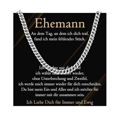 PDTU Geschenke für Ehemann, Edelstahlkette für Männer zum Valentinstag, Halskette an Meine Ehemann, Liebes Geschenk für Ehemann Herren zum Hochzeitstag Jahrestag Geburtstag Weihnachten