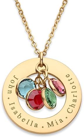 birthstone necklace for mom closeup of gold plated pendant