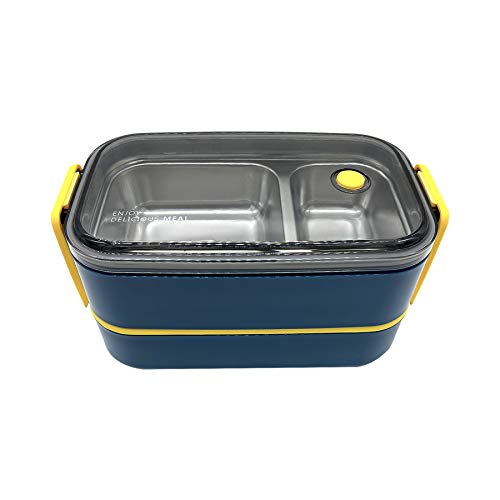 Bento box separate type multilayer lunch box 304 stainless steel insulated lunch box - including cutlery and chopsticks suitable for students and office workers PP material can be microwave heated