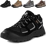 JACKSHIBO Trekkingschuhe Herren Wanderschuhe Damen Leicht Trekking-& Wanderhalbschuhe rutschfeste Atmungsaktiv Kletterschuhe Outdoorschuhe (Schwarz,41EU)