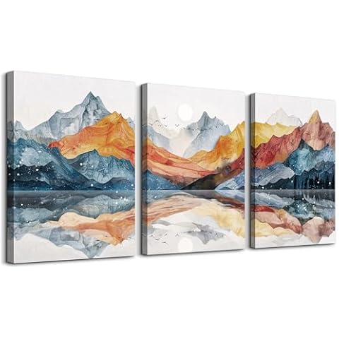 TTHYUEWS Abstract Wall Decor for Bedroom Wall Art for Living Room Office Decoration Bathroom Wall Pictures Ink Mountain Landscapes Wall Painting Artwork Modern Ready To Hang Room Home Decor 3 Piece Cover