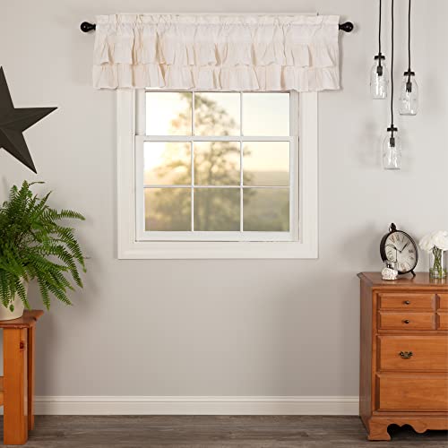 Vhc Brands 51984 Simple Life Flax Antique White Farmhouse 16 Inchx72 Inch Valance Rod Pocket Cotton Linen Blend Solid Color Hanging Loops Kitchen Window Curtains thumb #3