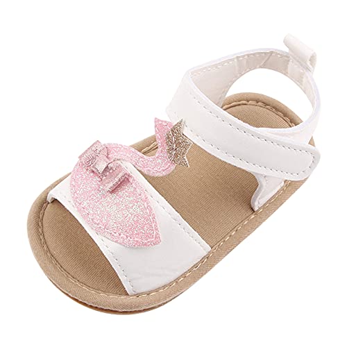 Baby Boy Unisex Sandals Shoes First Walkers Prewalkers Soft Sole Flat Shoes Summer Princess Shoes (White, 4 Toddler)