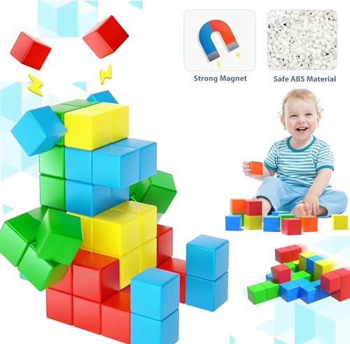 Brastoy Blocos De Montar Magnéticos Cubos Construção Brinquedo Educativo Infantil 48 Peças Original