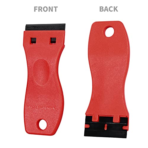 Image of EHDIS 1.5 inch Plastic Razor Scraper Tool with 10pcs Double Edged Blades for Adhesive Remover,Removing Labels Stickers Decals Taping on Glass Windows (Red)