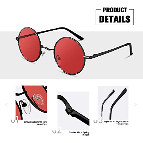 Image of Sunier Round Sunglasses Men Womens Shades Polarized Retro Circle UV400 Sun Glasses