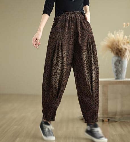 LAI MENG FIVE CATS Casual Women Barrel Jeans Baggy Denim Elastic High Waist Ankle Pants3