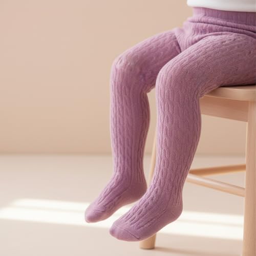 Image of SYGA Baby Tights For Girls Soft Cotton Infant Leggings Toddler Solid Knit Stockings Socks Newborn Warm Crochet Pants