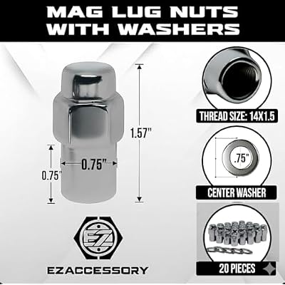Cragar Standard Mag Lug Nut 14mmx1.5 with Duplex Washer 7/8 Hex 3/4 Shank Diameter Set of 20 Pcs