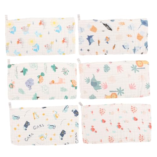 UTHCLO 6 piezas Toallitas Muselina Niña Pañuelos Saliva Absorbentes Suaves y Multifuncionales para Cara y Eructos Diseño Infantil para Recién Nacidos y Pequeños