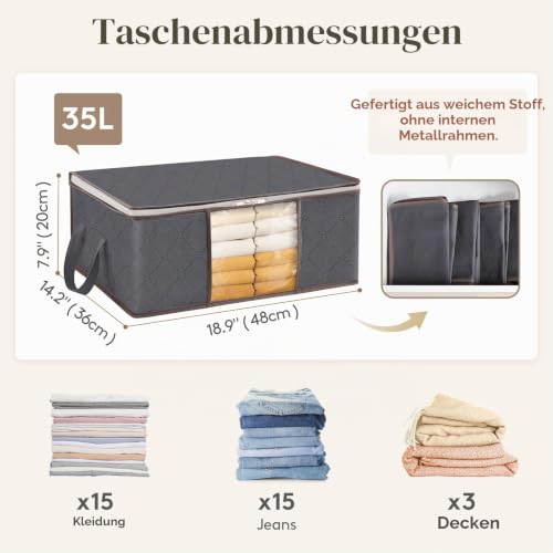 Lifewit Aufbewahrungstasche, Aufbewahrungsbox mit Deckel, Kleiderschrank Organizer Faltbare Kleideraufbewahrung Umzugskartons mit Verstärkt… – Ansicht 2