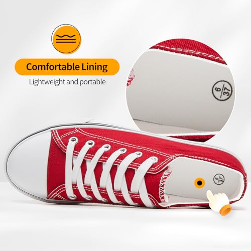 Image of ZGR Womens White Tennis Shoes for Women,Low Tops Lace up Canvas Sneakers