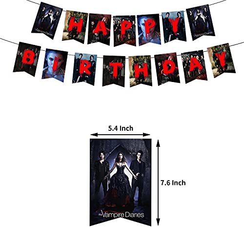 De Vampire Diaries Verjaardagsfeestversieringen Leveringsset voor kinderen met gelukkige verjaardag Banner, Cake Topper, Cupcake Toppers, ballonnen voor feestdecoraties - Image 3