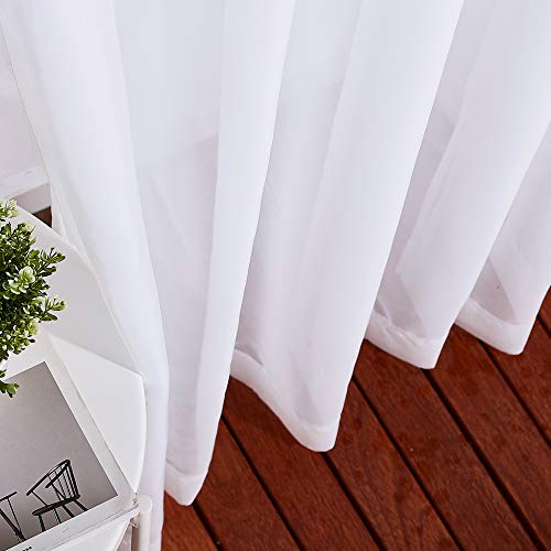 Image of NICETOWN Sheer Small Curtains 48 inch Length 2 Panels, Grommet Short Curtains Voile Textured Soft and Lightweight Window Treatments for Kitchen /Cafe, W37 x L48, White, 2 Pieces