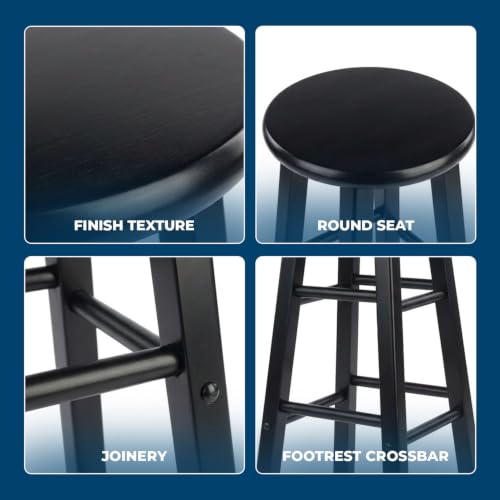 Image of Winsome Element 2-Piece Bar Stool Set, Black, 29 inch