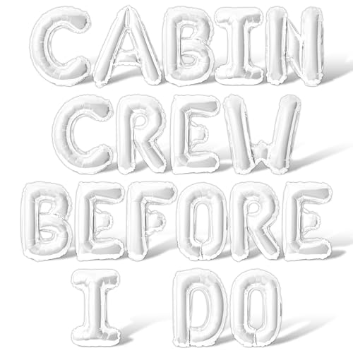 Letter Balloons - CABIN CREW BEFORE I DO 16" Inch Alphabet Letters Foil Mylar Balloon Bachelorette Party Banner (White)