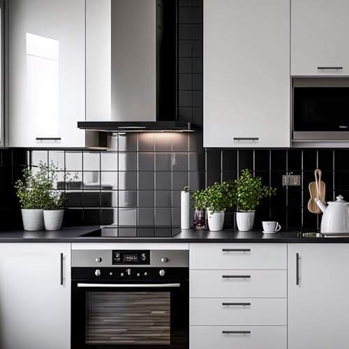 Image of Ravinte 30 Pack 2-1 /2 Inch Cabinet Pulls Black Sqaure Kitchen Cabinet Handles Black Cabinet Hardware Stainless Steel Drawer Pulls 4 Inch Overall Length with Mounting Template