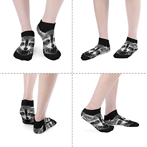 sndks Ankle Low Cut No Show Socks Raccoon Colorful Funny Crazy Casual Athletic Short Trail Socks Black Trendy Gift for Mens Boys3